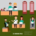 Hipster people working in the co-working space infographics Royalty Free Stock Photo