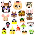 Hipster pet animals faces set