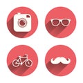 Hipster photo camera icon. Glasses symbol Royalty Free Stock Photo