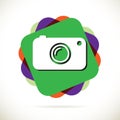 Hipster photo or camera icon with long shadow Royalty Free Stock Photo