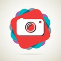 Hipster photo or camera icon with long shadow Royalty Free Stock Photo