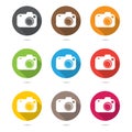 Hipster photo or camera icon set with shadow Royalty Free Stock Photo