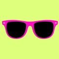 Hipster pink color sunglasses isolated vector on a yellow background