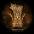 Hipster polygonal cocktail absinthe neon sign.