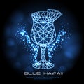Hipster polygonal cocktail blue hawaii neon sign. Royalty Free Stock Photo