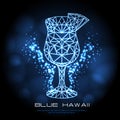 Hipster polygonal cocktail blue hawaii neon sign.