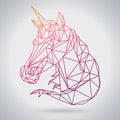 Hipster polygonal fantasy animal unicorn on white background