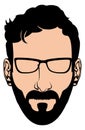 Hipster portrait. Male face with glasses and beard