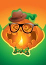 Hipster pumpkin halloween background