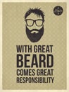 Hipster quotes - With great beard comes great responsibility