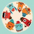 Hipster Retro Monsters Card Design Royalty Free Stock Photo