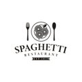 Hipster retro spaghetti pasta noodle logo vector Royalty Free Stock Photo