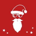 Hipster Santa Claus with cool beard and sunglasses Merry Christmas design Royalty Free Stock Photo