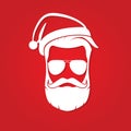 Hipster Santa Claus with cool beard and sunglasses.