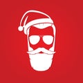 Hipster Santa Claus with cool beard and sunglasses.