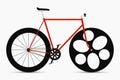 Hipster single speed bike in black and red colors. City bicycle