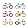 Hipster single speed bikes set. City bicycles with fixed gear.