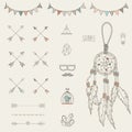 Hipster sketch style elements set for retro design. Royalty Free Stock Photo