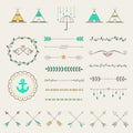 Hipster sketch style elements set for retro design. Royalty Free Stock Photo