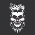 Hipster skull with beard and moustache vector illustration