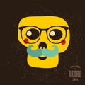 Hipster skull in glasses.