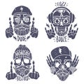 Hipster skulls emblems