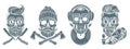 Black white skulls professions emblems