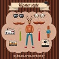 Hipster style attributes concept, cartoon style