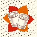 Hipster style autumn with coffee and leaves