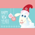 Hipster style Christmas card with a symbol of the year sheep