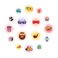 Hipster style comics icons set