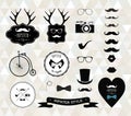 Hipster style elements, icons and labels