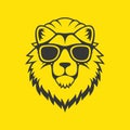 Hipster Style Lion Head Logo in Glasses. Vector