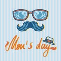 Hipster style mens day concept background, hand drawn style