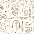 Hipster style seamless pattern Sketches Royalty Free Stock Photo