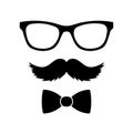 Hipster Style Set Bowtie, Glasses and Mustaches.