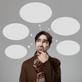 Hipster style thinking man make a choice Royalty Free Stock Photo