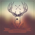 Hipster Style Vintage Elements with Deer for Retro