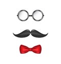 Hipster symbolic of a man face, glasses, mustache and bow-tie, i