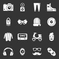 Hipster symbols icons set grey vector