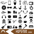Hipster theme and culture set of vector icons eps10
