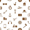 Hipster theme and culture set of vector icons in seamless pattern eps10