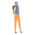 Hipster tourist backpack icon, cartoon style