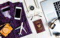 Hipster travel blogger writer accessories flatlay