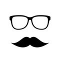 Hipster vector icon, eyeglasses and mustaches
