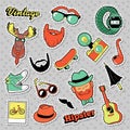 Hipster Vintage Fashion Stickers, Patches, Badges with Beards, Mustache and Deer