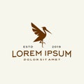 Heron pelican stork vector logo lineart line outline monoline icon design stock gulf bird coast beach illustration abstract ibis l