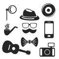 Hipster web and mobile icons set. Vector. Royalty Free Stock Photo