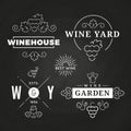 Hipster wine logo or baners design on chalkboard