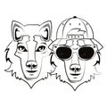 Hipster wolfs cool sketch